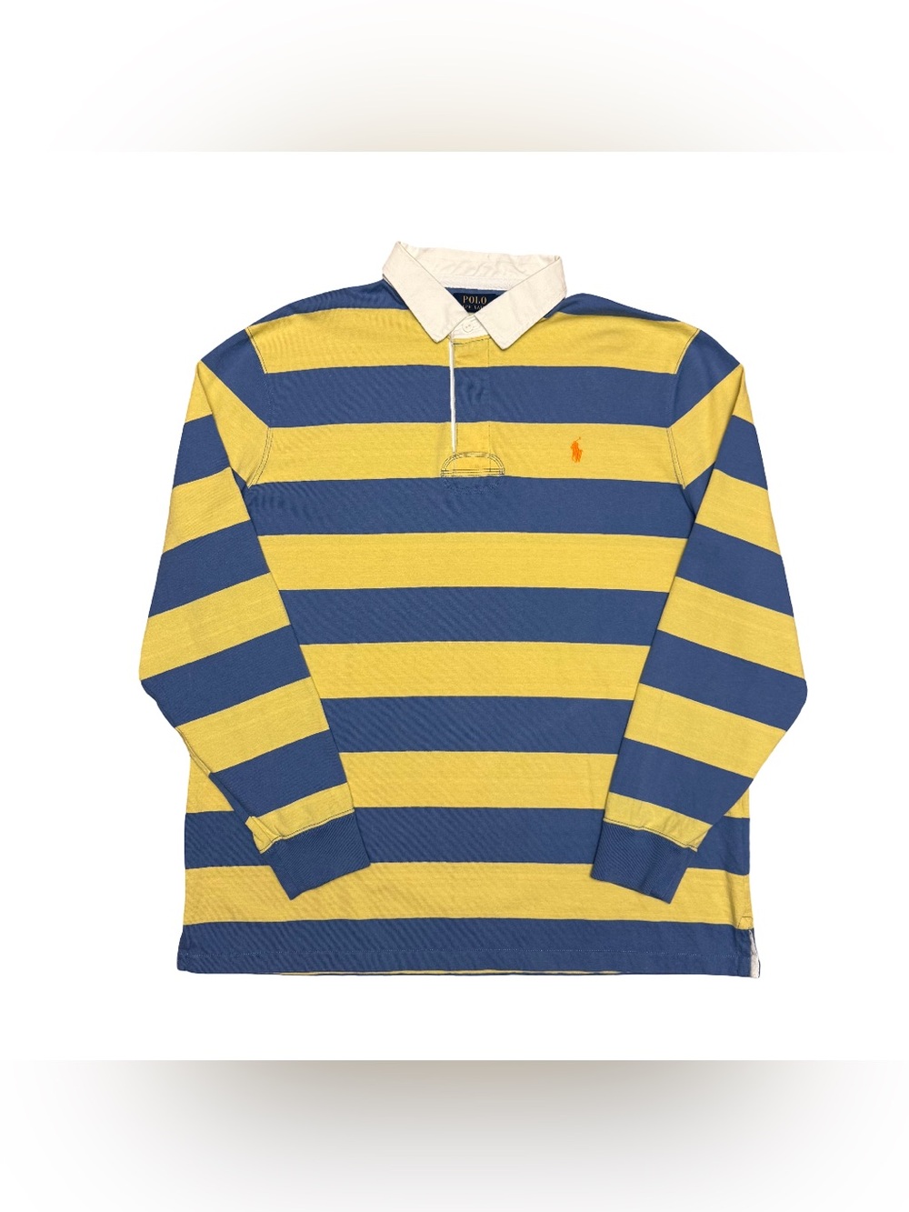 Polo Ralph Lauren Striped Rugby Long Sleeve Shirt Blue Yellow XXL